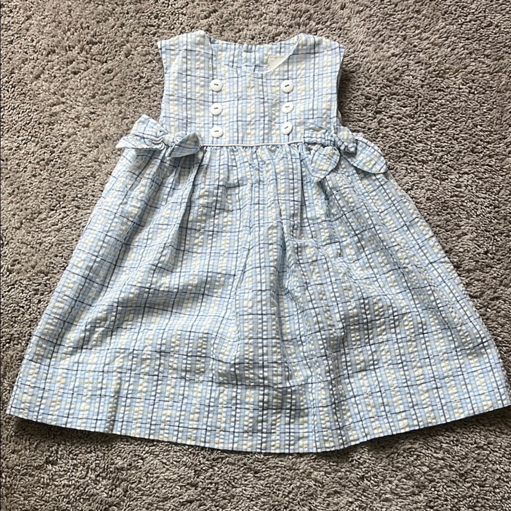 Charming Blue Plaid Kids Dress